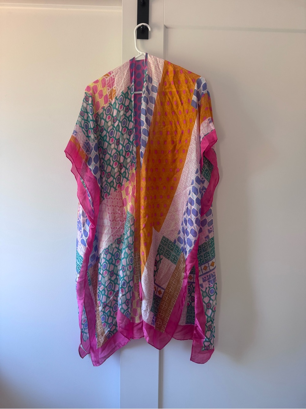 Vibrant Patchwork Lightweight Kimono in Pink & Yellow